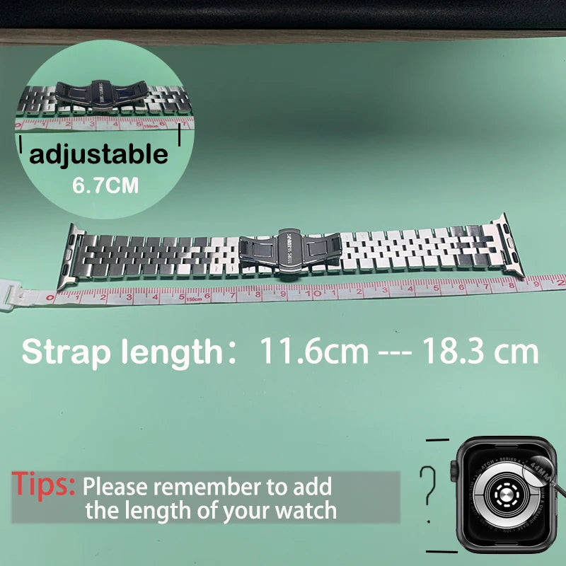 Steel Strap for Apple Watch Ultra – 49mm, 45mm, 44mm, 42mm, 41mm, 40mm, 38mm, Replacement Bracelet for iWatch Series 4 5 6 7 8, SE