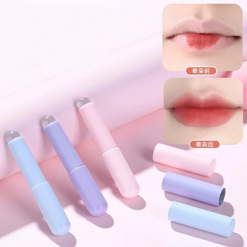 Upgrade Silicone Lip Brush with Cover: Angled Concealer Brushes for Lip Balm & Gloss | Round Head for Makeup Application