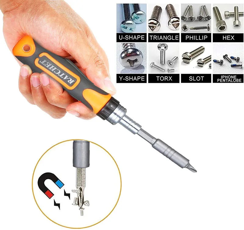 Household Ratchet Screwdriver Set: Labor-Saving Magnetic Kit with Torx Screwdriver Bits - Toolbox Hardware Combination