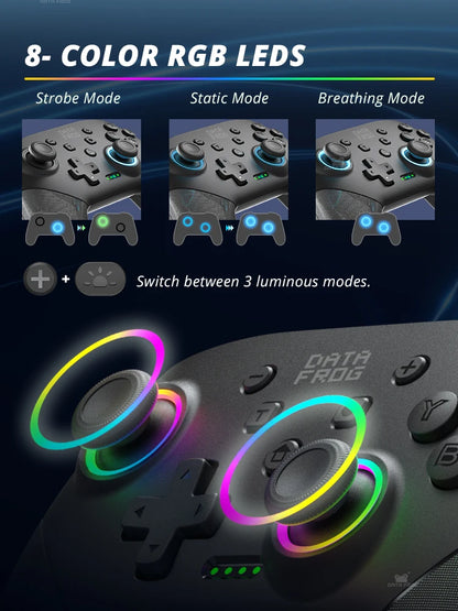 DATA FROG Wireless Pro Controllers for Switch/Switch Lite, Gamepad with Joystick for PC and Switch OLED