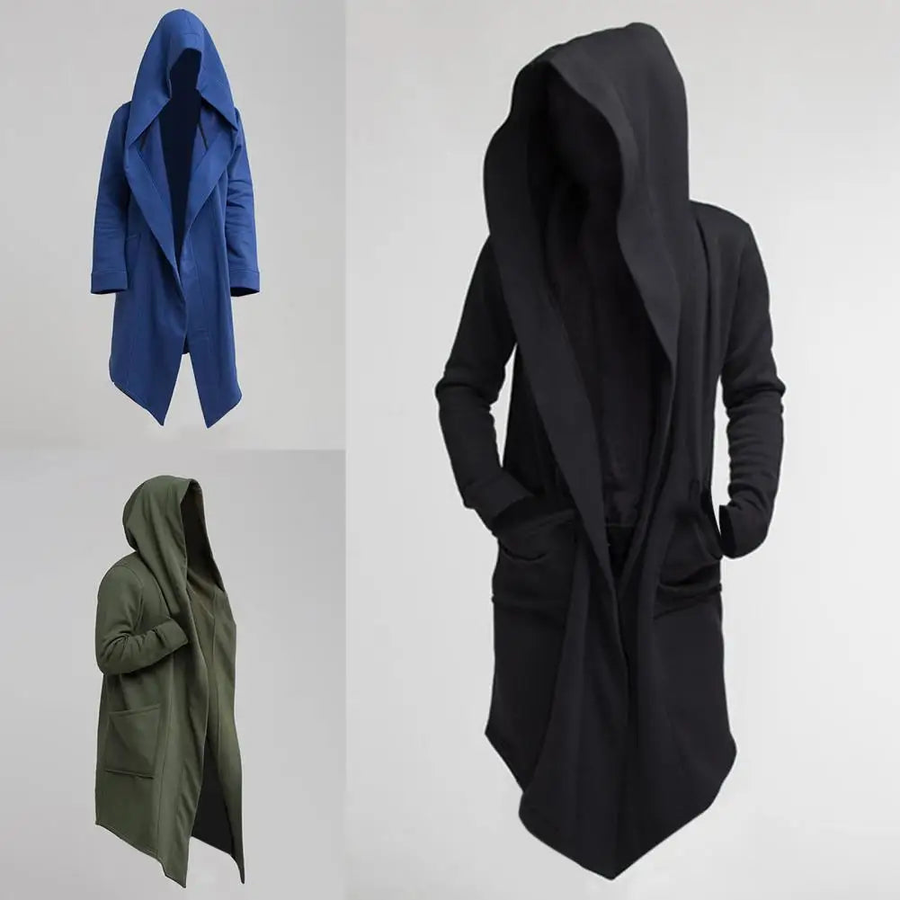 Fashionable Trench Coat for Men - Warm Solid Color Long Sleeve Leisure Jacket