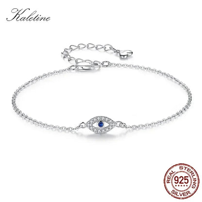 KALETINE Lucky Evil Eye Bracelet | 925 Sterling Silver with Blue Stone CZ | Adjustable Jewelry for Men & Women | KLTB099