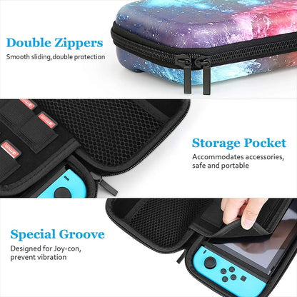 Nintendo Switch Case: 9-in-1 Accessories Kit with Carrying Case and Dockable Protective Case