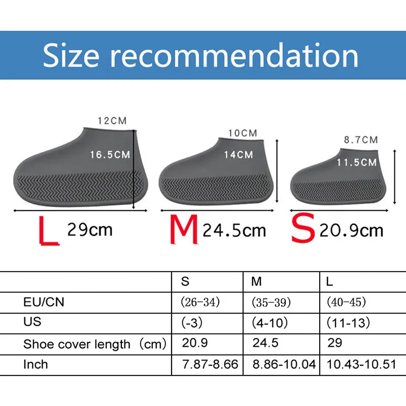 Waterproof Non-Slip Silicone Shoe Covers - High Elastic, Wear-Resistant, Unisex Rain Boots, Reusable for Outdoor Rainy Days
