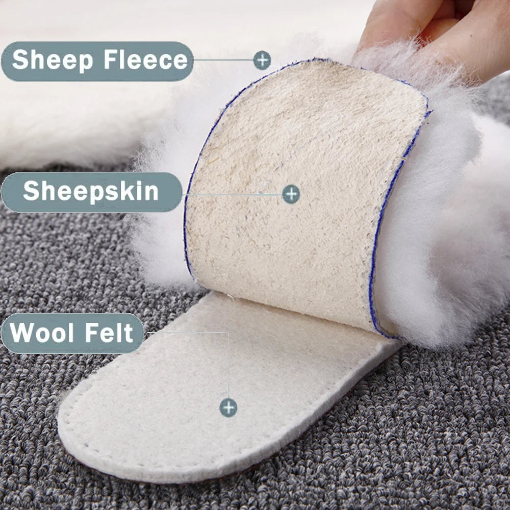 Genuine Sheepskin Fleece Insoles - Thick Cashmere Thermal Wool Inner Soles for Men and Women, Perfect for Shoes and Snow Boots