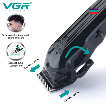 VGR Hair Clipper - Professional Cordless Rechargeable Hair Cutting Machine Trimmer with Adjustable Blades, Model V282