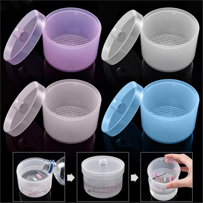 Nail Polishing Head Sterilization Box: Round Cleaning and Disinfection Storage Bowl - Available in Blue, Pink, Clear, and Purple for Complete Sterilization Solution