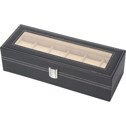 Slot Men's Watch Box - Black Display Case with Watch Bracket, Perfect for Holiday Gifts