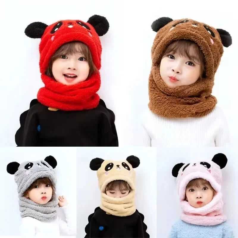 Warm Children's Rabbit Hat and Neck Gaiter Set - Fleece Autumn and Winter Accessories for Girls