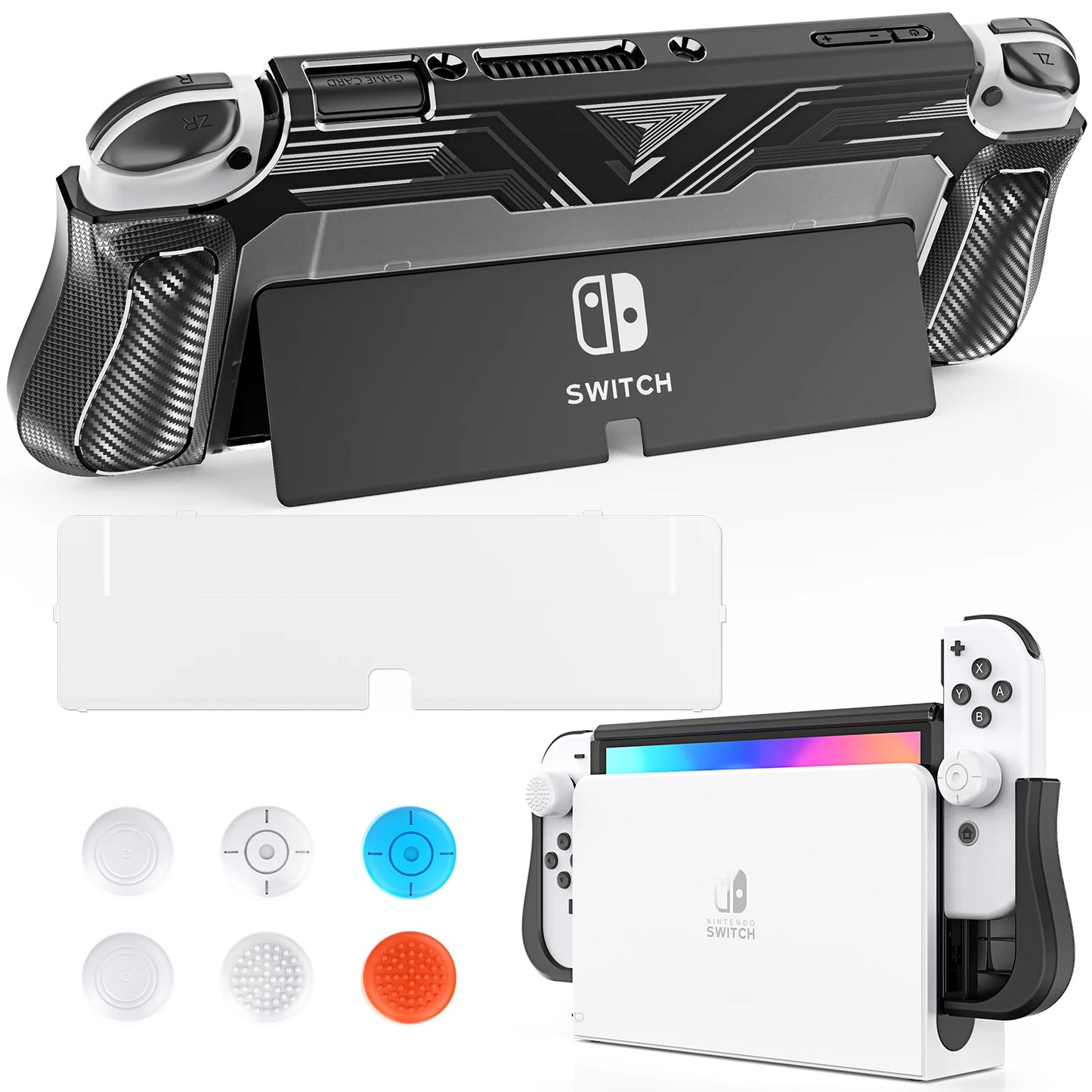 TPU and PC Protective Case for Switch OLED Model, Compatible Cover for Nintendo Switch OLED