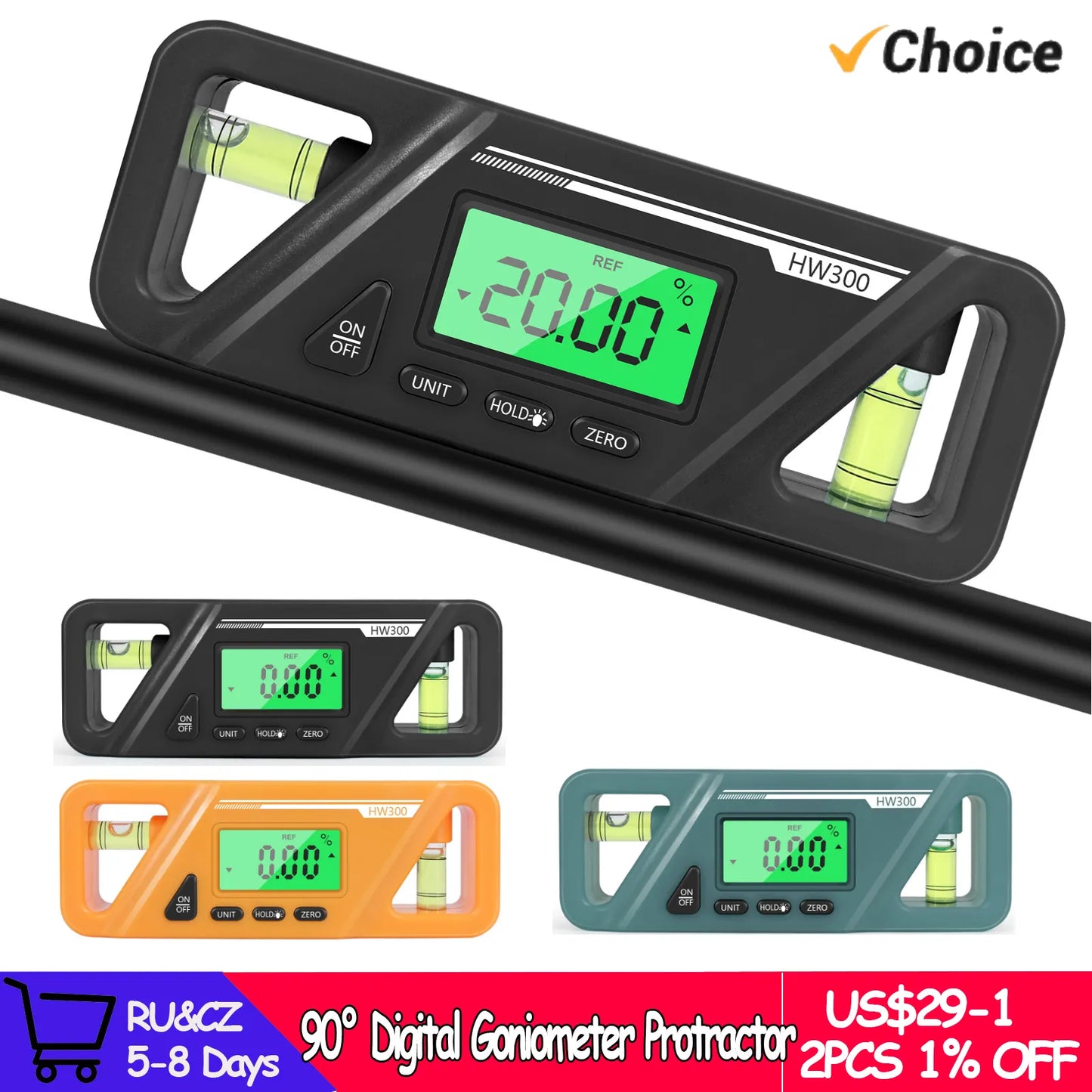 Magnetic Electronic Goniometer: LCD Digital Angle Meter with Backlight, Angle Protractor, and Slope Conversion - Digital Inclinometer