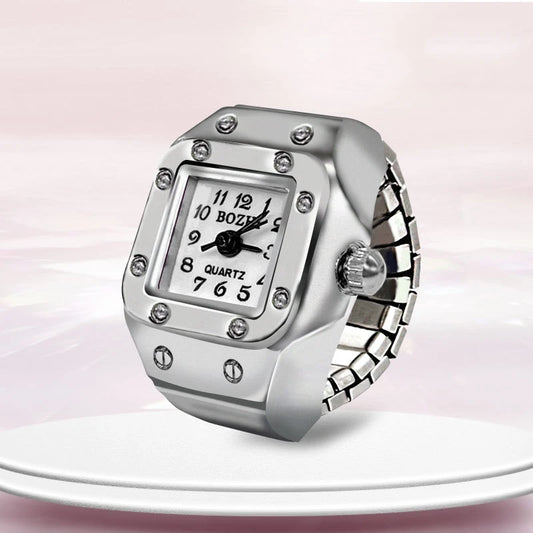 Creative Alloy Shell Finger Ring Watch - New Hot Selling Square Dial for Couples, Men and Women