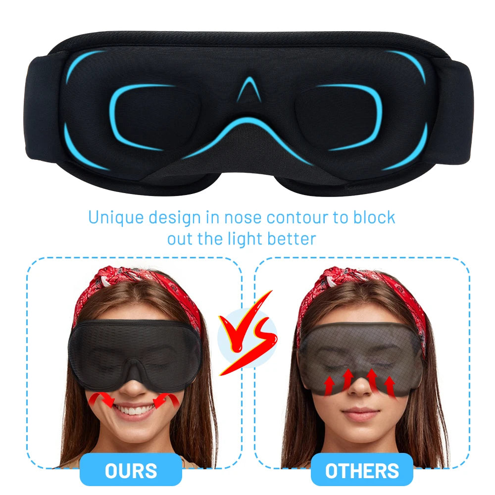 3D Sleeping Mask - Soft Eye Mask for Travel, Block Out Light, Sleep Aid Eyeshade for Night, Breathable Slaapmasker