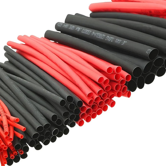 Complete 127pcs Heat Shrink Tubing Kit: Black and Red 2:1 Assortment for Car Cable Sleeving - Polyolefin Tube Wrap Wire Set