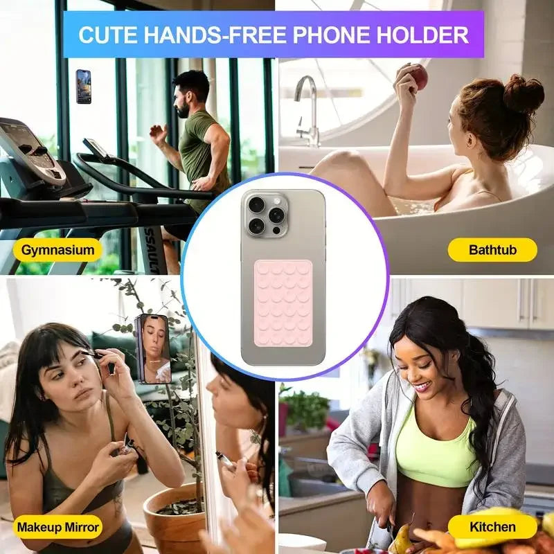 Silicone Suction Phone Holder Mat - Multifunctional Anti-Slip Suction Cup Wall Stand, Square Single-Sided Case Mount