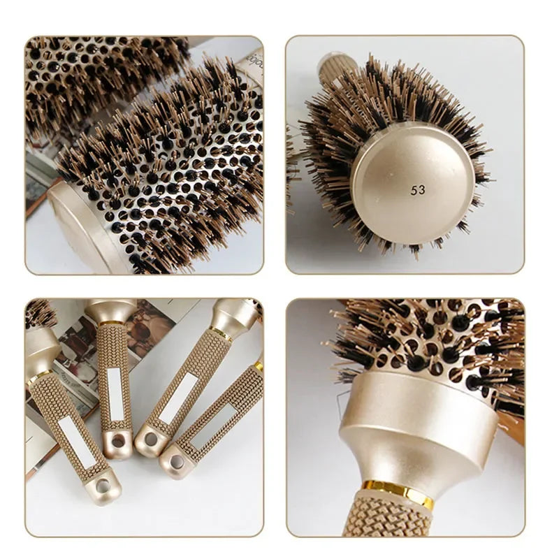 Professional Salon Styling Tools: Round Hair Comb Set - 1PC, 4 Sizes, Hairdressing Curling Brushes Barrel Comb