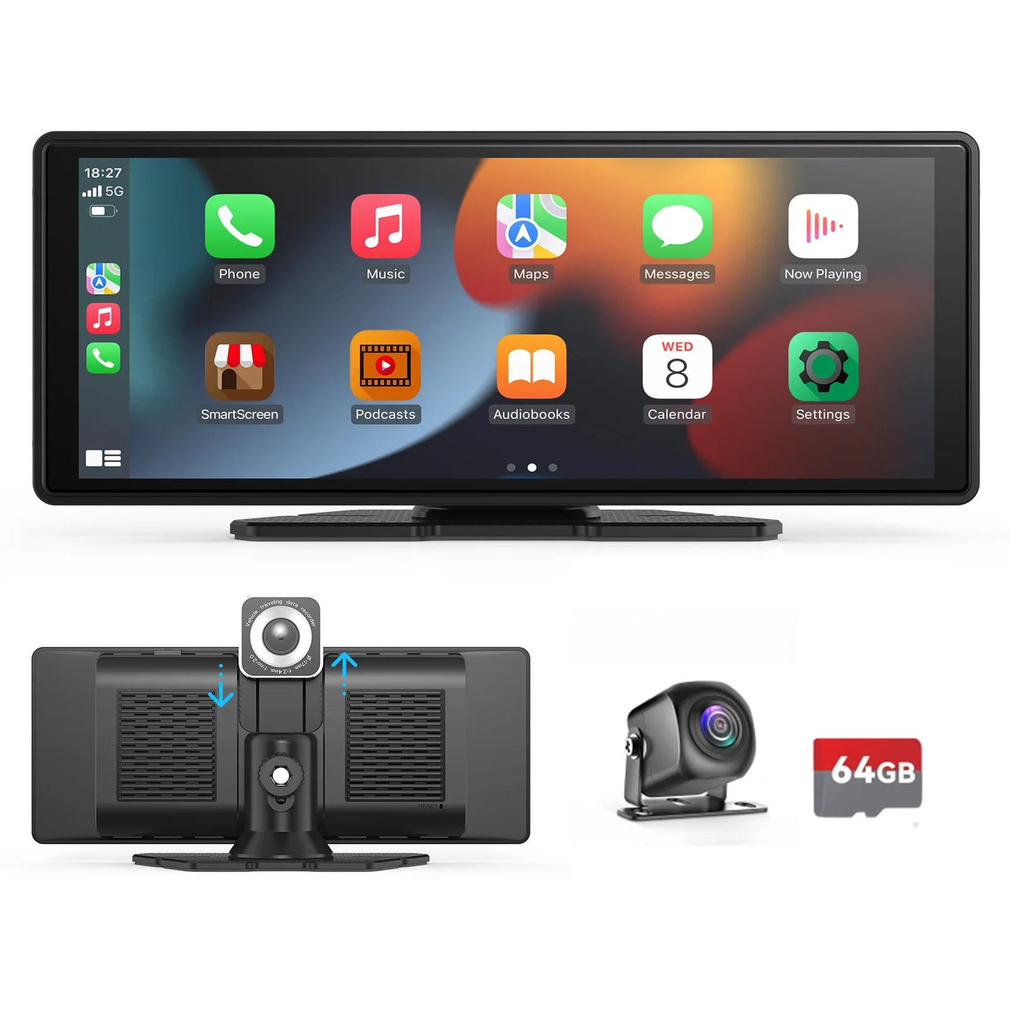 Universal Portable CarPlay Screen - Wireless Car Stereo with Android Auto, Car Touchscreen for All Cars