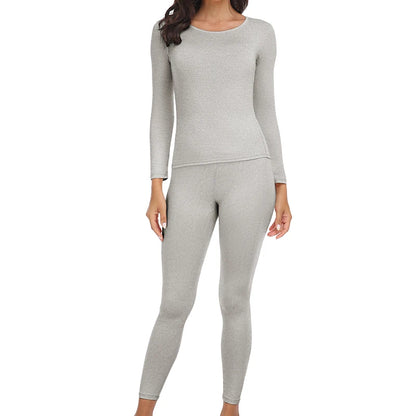 Women's Long John Thermal Underwear Set - 2 Piece Seamless Warm Pajamas with Top and Leggings for Autumn Winter