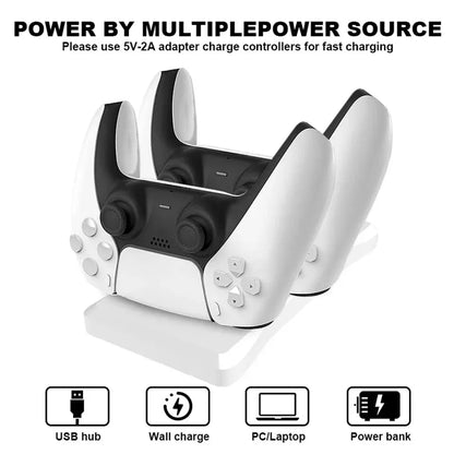 Dual Controller Charging Stand for PlayStation 5 - Fast Charging Station with AC Adapter 5V 2A