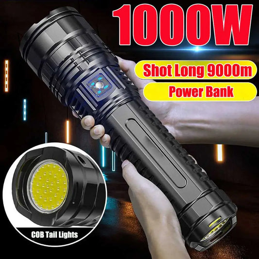 10000LM 800W Tactical LED Flashlight | 15000mAh Built-in Battery | Emergency Spotlights | 4km Range | Holiday Gift Idea