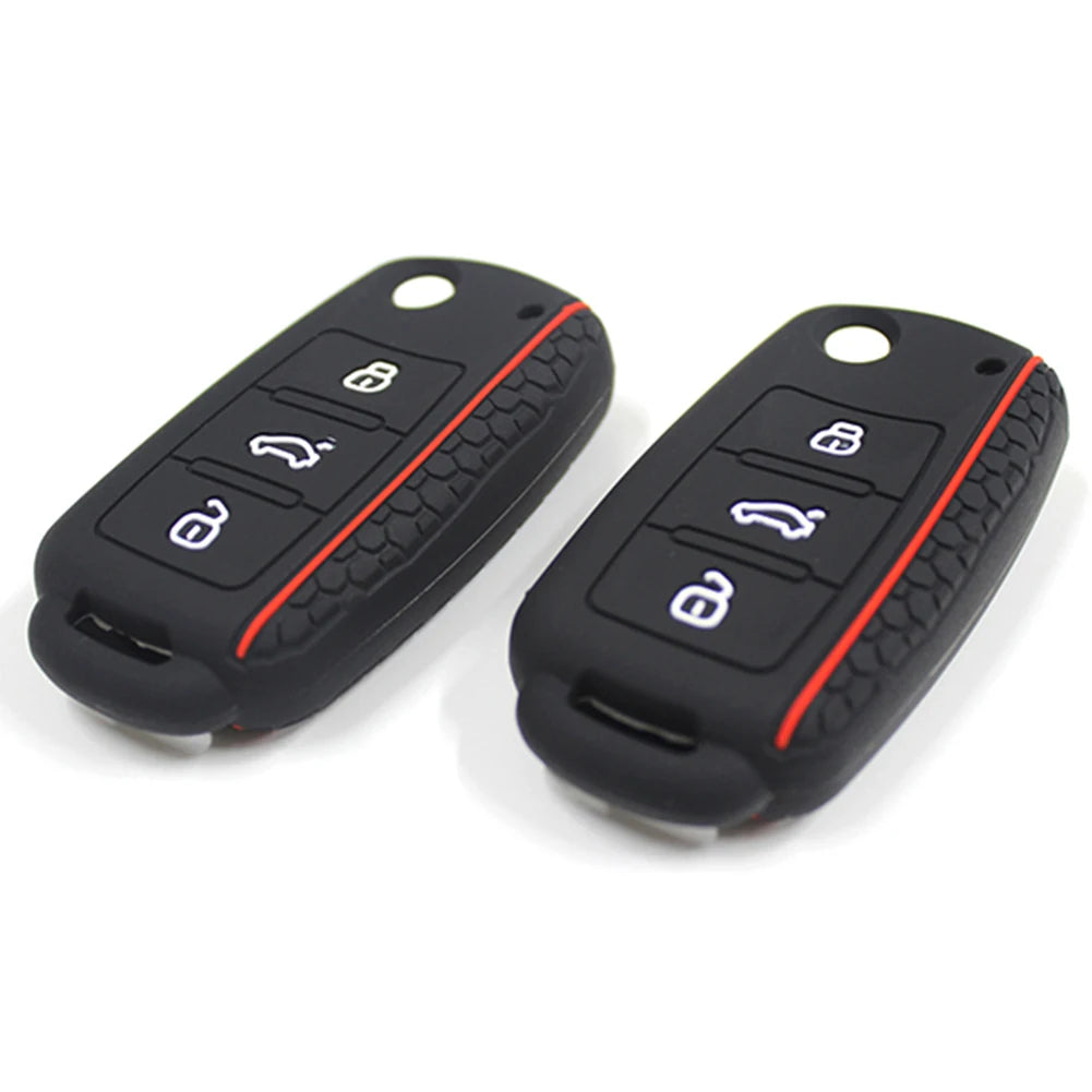 Silicone Car Key Fob Case Cover - For Volkswagen Sagitar, Polo, Golf, Bora, Tiguan, Touareg, Phaeton, SEAT, Skoda