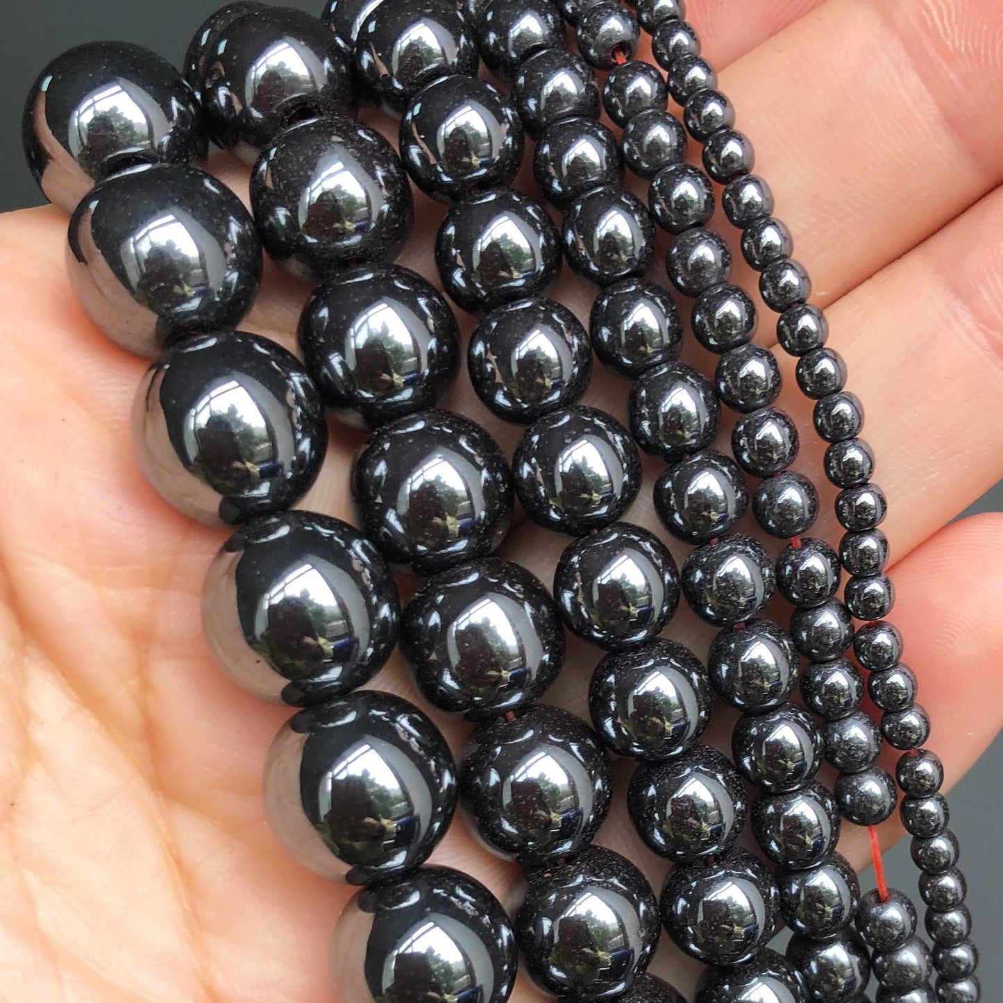 AAA Black Hematite Stone Beads - Round Loose Beads for DIY Jewelry and Bracelet Making, Multiple Sizes (2mm-12mm) on 15'' Strand