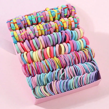 250/300Pcs Girls Colorful Hair Bands Set: Nylon Elastic Rubber Ponytail Holder Scrunchies for Children - Kids Hair Accessories