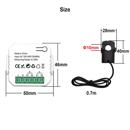 Tuya WiFi Intelligent Energy Meter | Solar PV System Power Production & Consumption Monitor | Bidirectional Monitoring with APP Control | CT Compatible