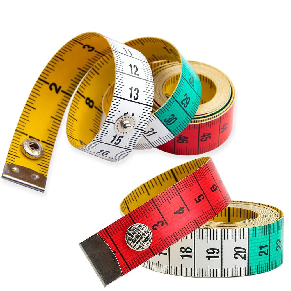 Germany Quality Soft Tape Measure with Snap Fasteners - Dual Sided Multicolor Measuring Tape for Needlework & Sewing Projects