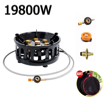 19800W 7-Core Camping Stove – High-Power Portable Gas Burner with Windproof and Electronic Ignition for Outdoor Use