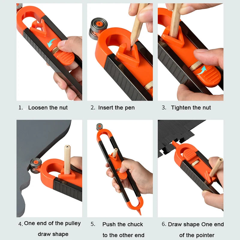 Profile Scribing Ruler with Lock: Precise Contour Gauge - Woodworking Edge Corner Measuring Profile Duplicator