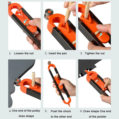 Profile Scribing Ruler with Lock: Precise Contour Gauge - Woodworking Edge Corner Measuring Profile Duplicator