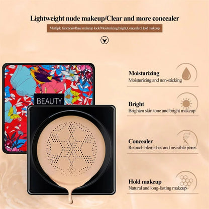 Magic Foundation Mushroom Head Air Cushion CC Cream – Waterproof Brightening Base Makeup for Women – Korean Cosmetics