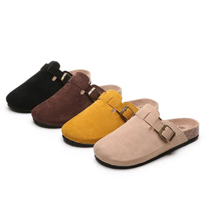 2024 Women's Suede Leather Toe Slippers - Retro Fashion Garden Clog Slide Sandals | Women's Casual Clogs