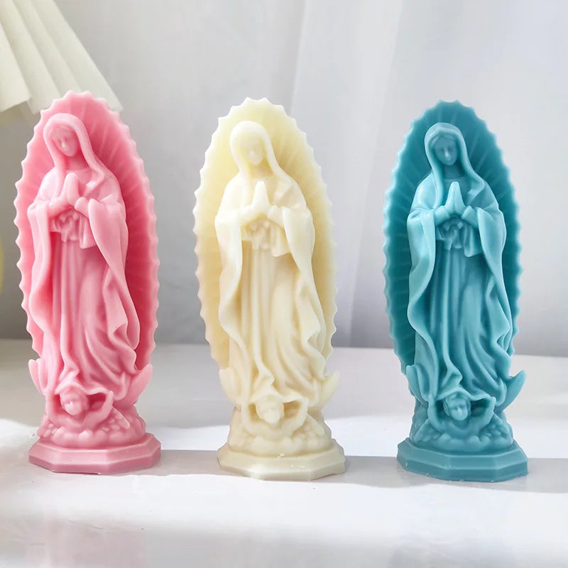 Prayer Madonna Portrait Silicone Candle Mold | 3D Mary Statue Resin Plaster Making Tool | Handmade Soap Kit | Home Decor Artifact Gift