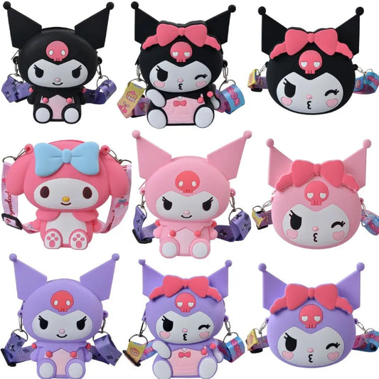 Sanrio Hello Kitty Princess Kawaii Fashion Bag: Small Silicone Storage Purse - Anime Cartoon Model Toys for Kids - Lovely and Unique Gift