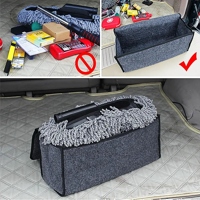 Gray Car Trunk Organizer Bag - Anti-Slip Compartment Boot Storage Tool, Car Storage Bag Organizer for Trunk