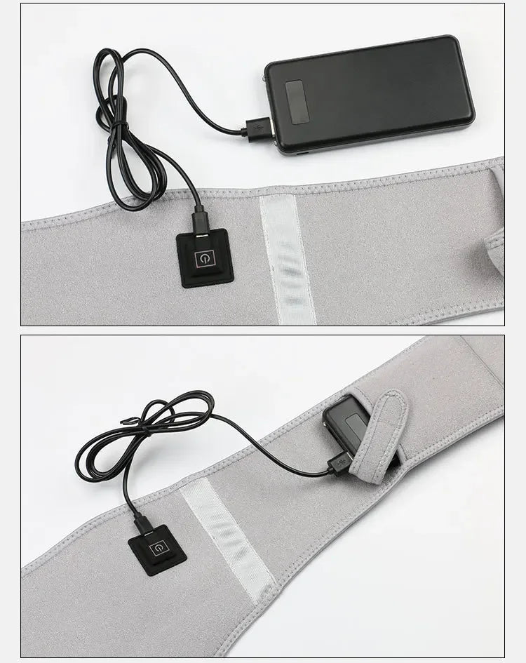 USB Electric Heating Lumbar Support Belt - Hot Waist Back Pad Massager for Pain Relief Therapy