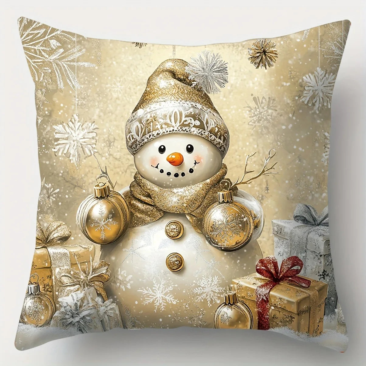 Christmas Zipper Pillowcase with Santa, Snowman, Deer and Tree Designs - Perfect for Outdoor Sofa and Living Room Decor