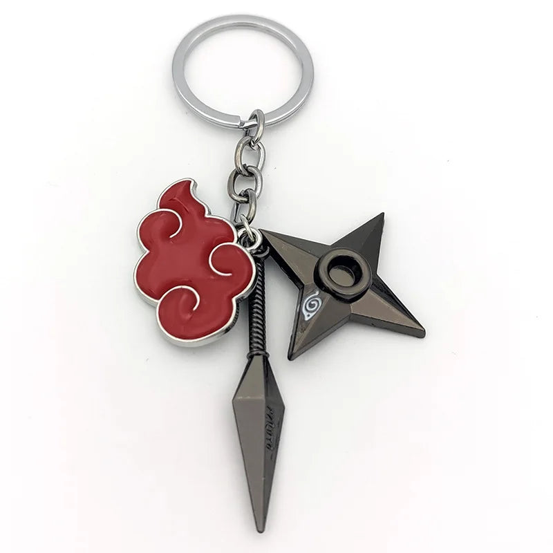 Naruto Anime Keychain - Ninja Kunai, Shuriken & Red Cloud Accessories for Car, Backpack - Perfect Gift for Fans