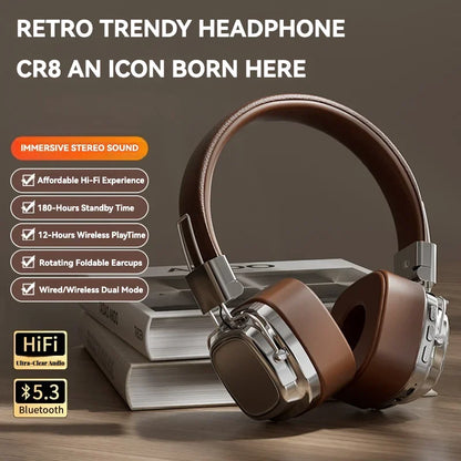 2024 Retro On-Ear Bluetooth Headphones – Wireless DJ Stereo Sound, Bluetooth 5.3, Foldable, Headset Gamer Choice