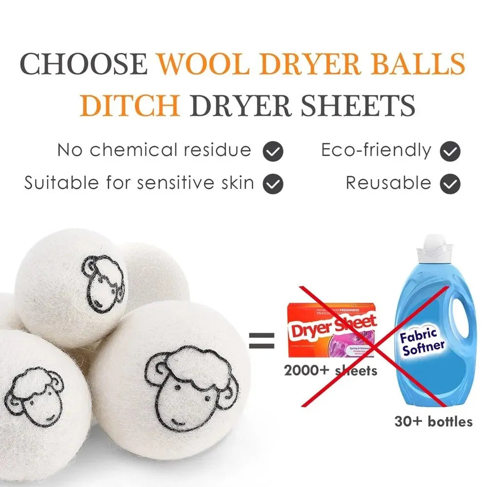 3Pcs Wool Drying Ball Set - Antistatic Anti-winding Household Drying Balls for Reusable Washing Machine Parts, 6cm