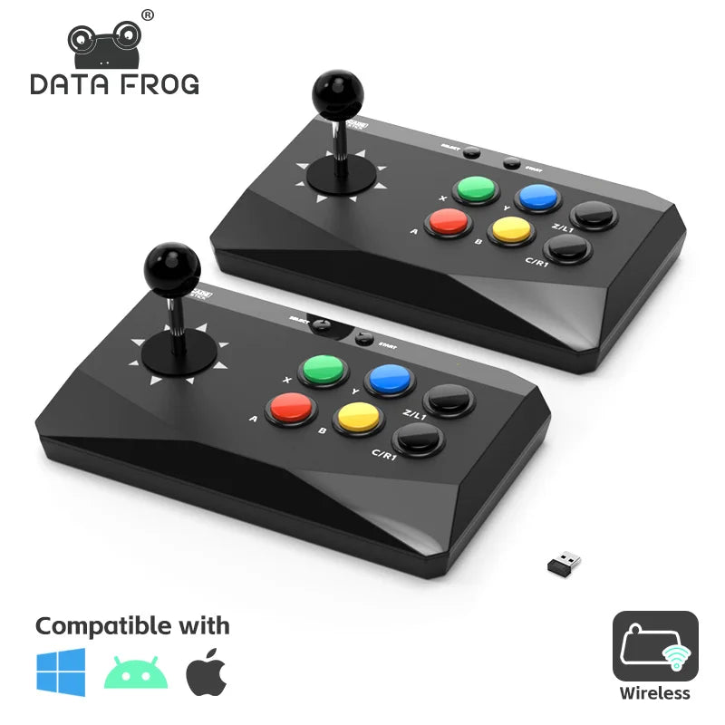 Data Frog Wireless Arcade Keyboard Controller | Street Fighter Retro Video Game Consoles | Compatible with PC/Android/iOS