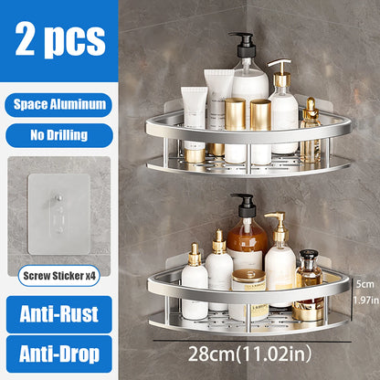 Shower Corner Shelf Caddy - No Drill Rust-Proof Organizer for Bathroom, Corner Wall Shelf and Shampoo Holder