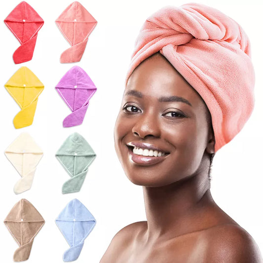 Premium Microfiber Hair Towel Wrap - Anti-Frizz, Super Absorbent Hair Drying Cap for Women and Men, Quick Dry Bath Hat