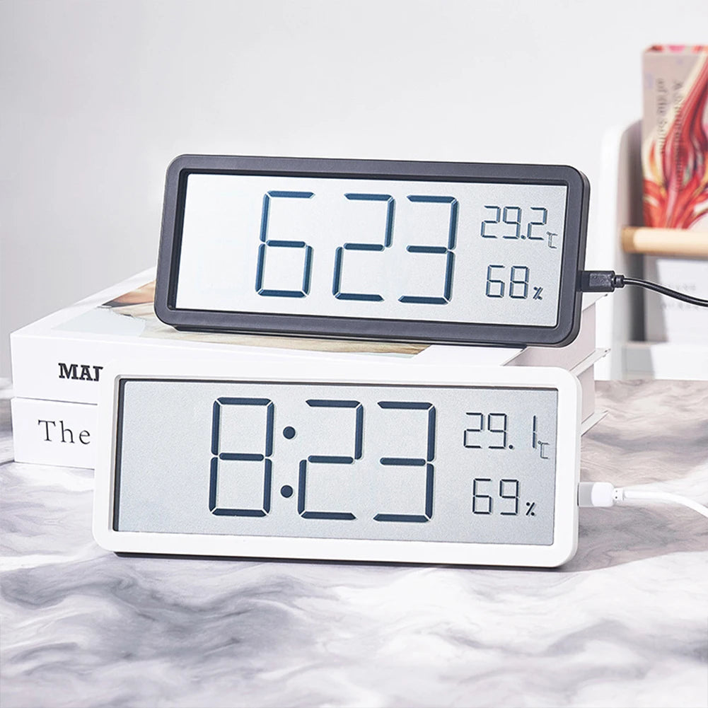 Digital Alarm Clock - LCD Display, Multifunctional Temperature and Humidity, Ultra-Thin Electronic Clock for Room Home Decor