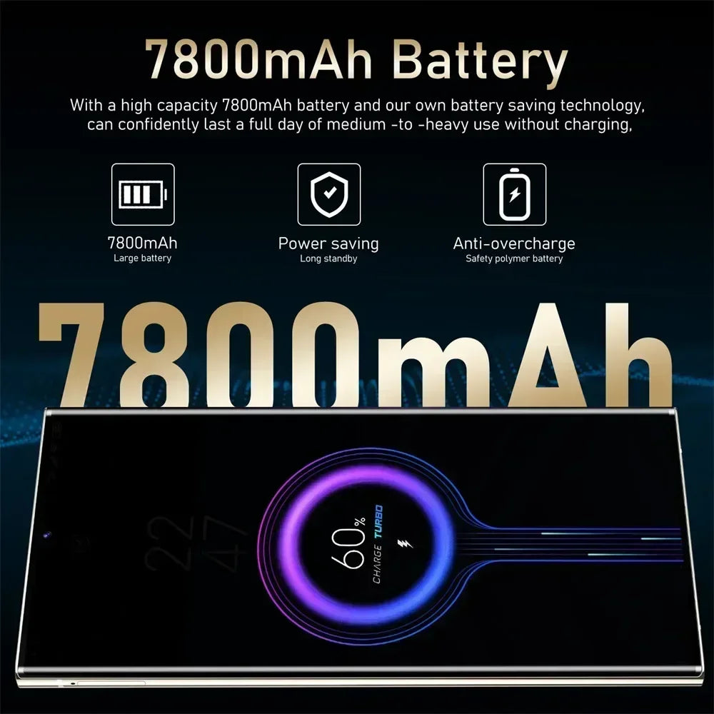 New S24 Ultra 7.3" HD Smartphone - Global Version, 4G/5G, Dual SIM, Android 14, 7800mAh Mobile Phone