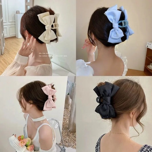 Fashion Women Bow Hairpin - Korean Version of Solid Color Butterfly Satin Hair Clips, Girls Hair Accessories Headwear