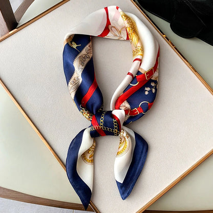 Luxury 70cm Square Silk Scarf for Women - Fashionable Hijab, Hair Band, Neckerchief, Shawl Ribbon, and Headband Wrap Bandana