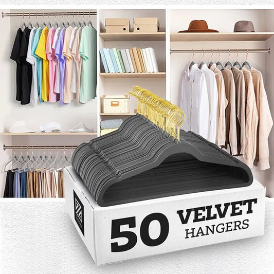 10pcs Colorful Velvet Non-Slip Hangers - 45CM Seamless Flocking Magic Hanger for Dry & Wet Wardrobe Storage